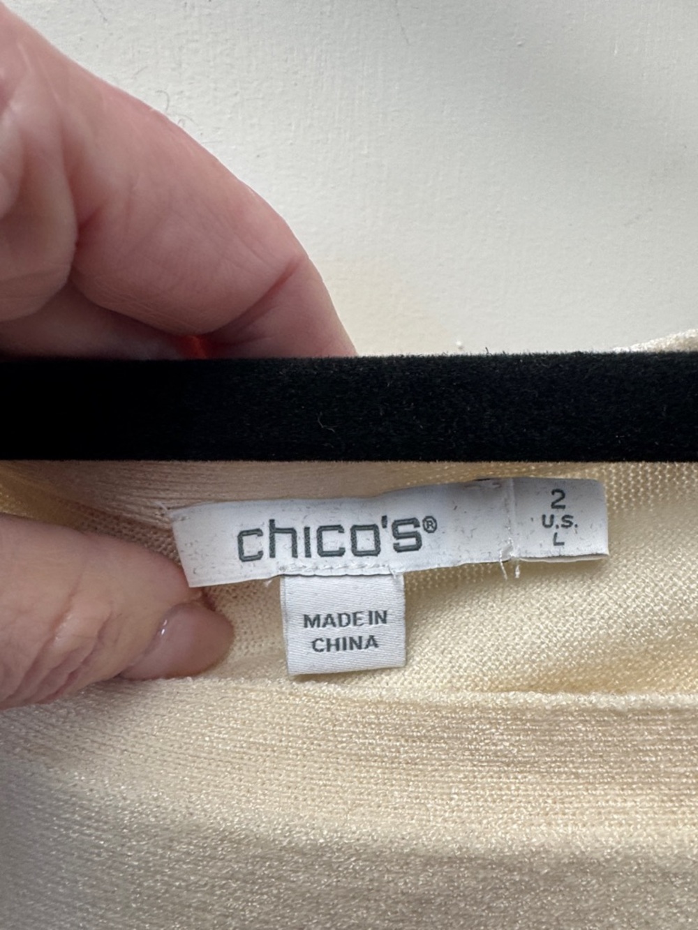 Chico's Cream Crewneck Sweater with Blue and Green Abstract Print - Picture 3 of 4
